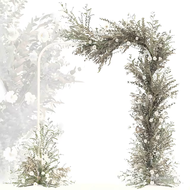 Lush Decorative Archway Adorned With Greenery And White Flowers For Events 3d model 