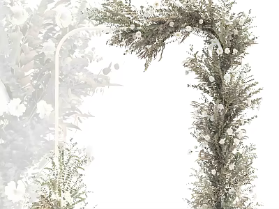 Lush Decorative Archway Adorned With Greenery And White Flowers For Events 3d model