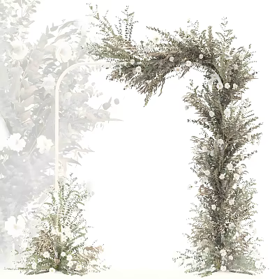 Lush Decorative Archway Adorned With Greenery And White Flowers For Events 3d model