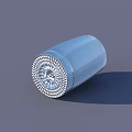 Blue Ribbed Cylinder With Intricate Textured Base On Gray Background 3d model