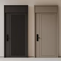 Modern Security Doors In Black Vertical Slats And Light Brown Simple Design 3d model