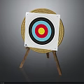 Archery Target Board With Colorful Concentric Rings And Wooden Tripod Stand