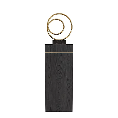 Modern Sculpture Carving With Black Wooden Base And Golden Spiral Decoration 3d model