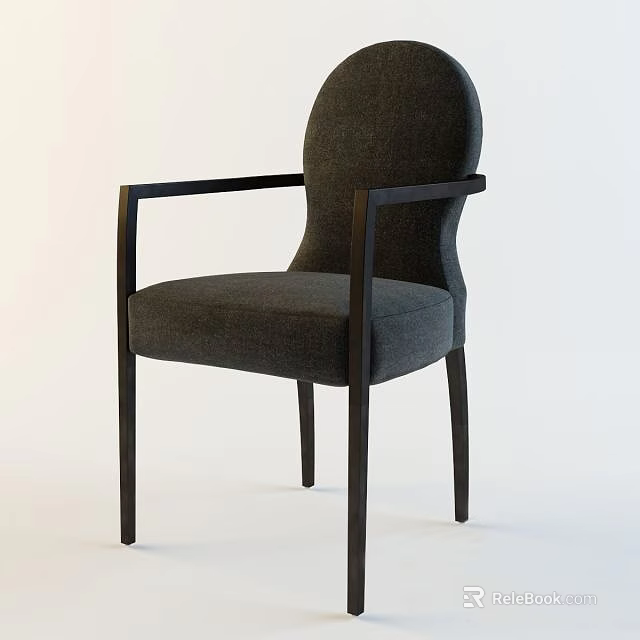 Modern Dark Gray Fabric Armchair With Black Frame And Sleek Design 3d model 