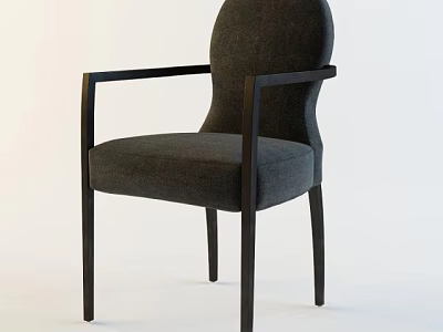 Modern Dark Gray Fabric Armchair With Black Frame And Sleek Design 3d model