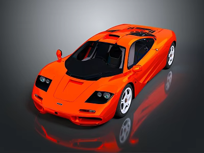Orange High Performance Supercar With Sleek Design Black Roof And Reflective Surface 3d model