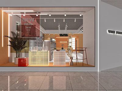 Modern Department Store Interior With Bright Lighting New Product Displays Shelves And Green Plants 3d model
