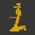 Golden Robotic Explorer With Mechanical Arm Tracked Wheels And Metal Structure 3d model