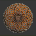 Vintage Style Hot Air Balloon Model With Orange Net And Metallic Stand