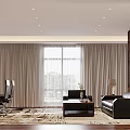 Bright Modern Office Interior Design With Large Windows Leather Sofa And Wooden Desk