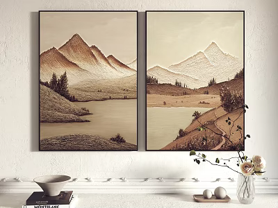 Modern Landscape Painting Hanging Painting Decorative Painting 3d model