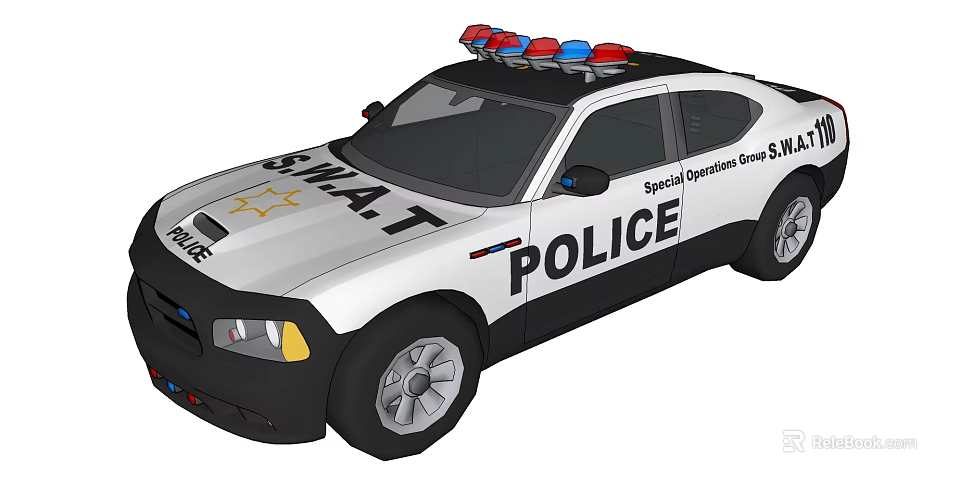 SWAT Police Function Vehicle With Emergency Lights And Special Operations Markings 3d model 