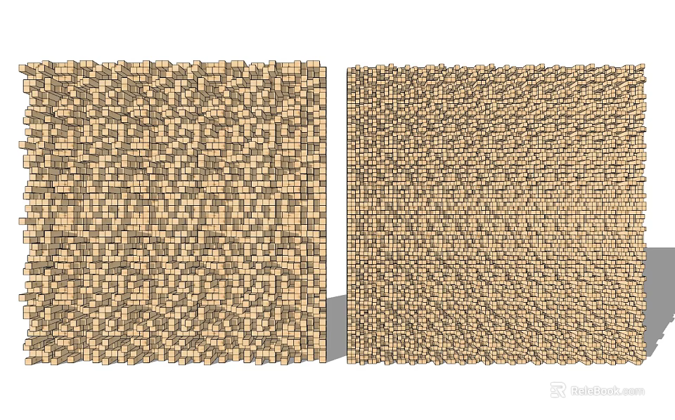 Beige Textured Background Wall With Small Mosaic Tile Pattern Design 3d model 