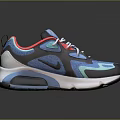 Modern Stylish Sports Shoes With Blue Black Red Accents And White Sole