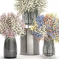 Modern Glass Vases With Colorful Assorted Flowers For Decorative