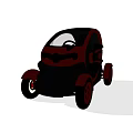 Compact Three Wheeled Motorcycle With Red And Black Design For Urban Commuting