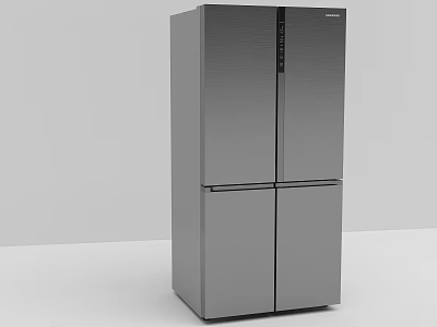 Stainless Steel Modern French Door Refrigerator Freezer With Sleek Design And Double Doors 3d model