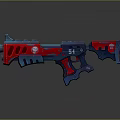 Modern Toy Gun With Red And Blue Design Skull Pattern And 54 Logo