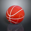 Shiny Red Basketball With White Lines On Smooth Surface And Reflection