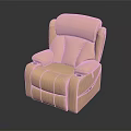 Beige Leather Single Sofa With Comfortable Armrests And Cup Holders Design