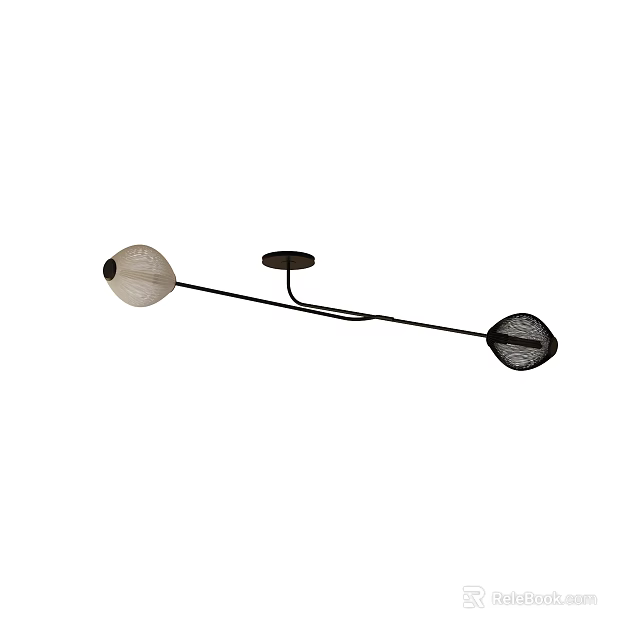 Modern Black Long Bar Ceiling Light With Two Light And Dark Shades 3d model