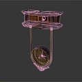 Antique Shelving Equipment Featuring Wooden Shelves Metal Supports And Golden Circular Base