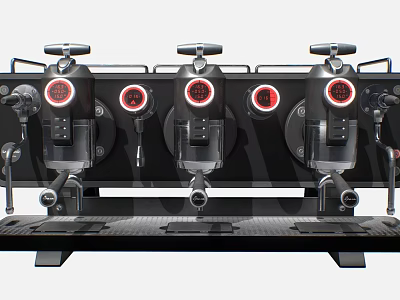 Professional Black Coffee Machine With Red Indicator Lights And Multiple Knobs For Kitchen 3d model