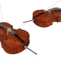 Two Elegant Wooden Violins As Musical Instruments Placed On White Background