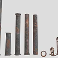 Metal Pipes In Various Sizes With Rustic Finish And Fittings For Industrial Use