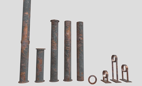 Industrial LOFT pipe old rusty pipe iron pipe steel pipe fittings hardware 3d model