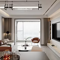 Modern Minimalist Living And Dining Room With Cozy Soft Furnishings And Bright Large Window View