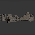 Ancient Ruined Stone Wall Structure With Scattered Building Components And Debris 3d model