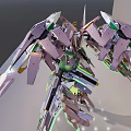 Metallic Mecha Robot Model With Silver Gold Red Accents And Spiked Crown Armor
