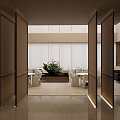 Elegant Modern Ballroom Interior With Spacious Layout Black Sofas And Greenery Decorations