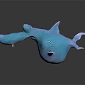 Playful Blue Cartoon Character Creature With Big Eyes Long Snout And 3D Model Design
