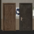 Wooden Flush Doors With Cross Panel Design In Light And Dark Wood Tones
