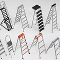 Modern folding ladder climbing ladder escalator 3d model