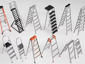 Modern folding ladder climbing ladder escalator 3d model