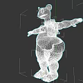 Blue And White Game Character With Red Collar Plump Belly Arms Outstretched Standing Pose