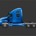 Blue Semi Truck With Shiny Exterior Modern Cab Design And Reflective Surface Front Grille