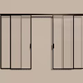 Modern Sliding Glass Doors with Black Frame and Vertical Lines for Home Entrance