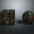 Wood And Stone Decorative Cube And Sphere With Natural Textured Surface
