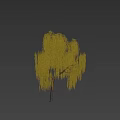 Yellow Weeping Willow Tree With Long Hanging Branches And Girl Silhouette Walking Nearby