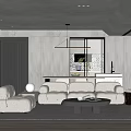 Modern Living Dining Room Interior Design With Open Layout White Sofa And Coffee Table