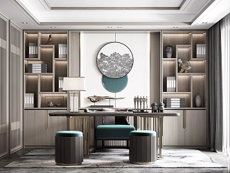 New Chinese Style Desk and Chair 3d model