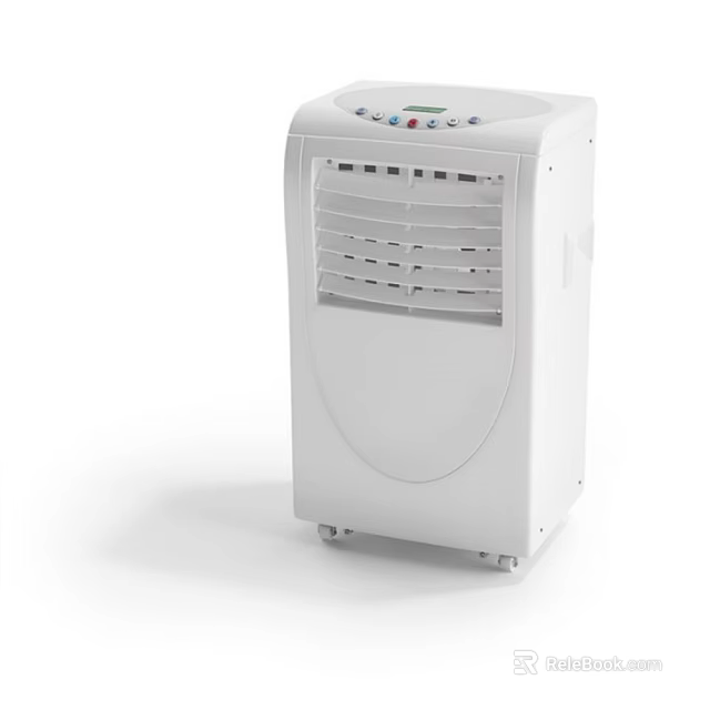 Portable White Air Cooler Standing Design With Control Panel And Wheels For Home Cooling 3d model 