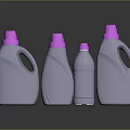 Various Sizes Laundry Detergent Bottles With Silver Bodies And Pink Caps As Daily Necessities