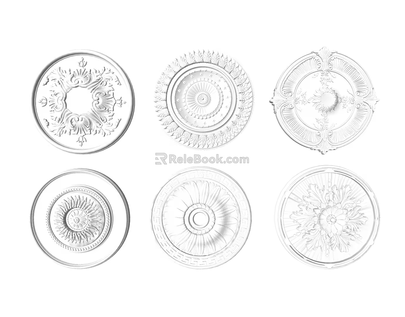 European-style lamp panel carved components 3d model
