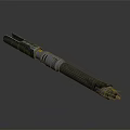 Futuristic Sci-Fi Energy Weapon With Metallic Blue Silver Design And Grid Grip Details