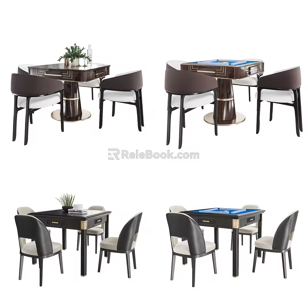 Modern Mahjong Table and Chair Mahjong Table Dining Table and Chair Combination 3d model